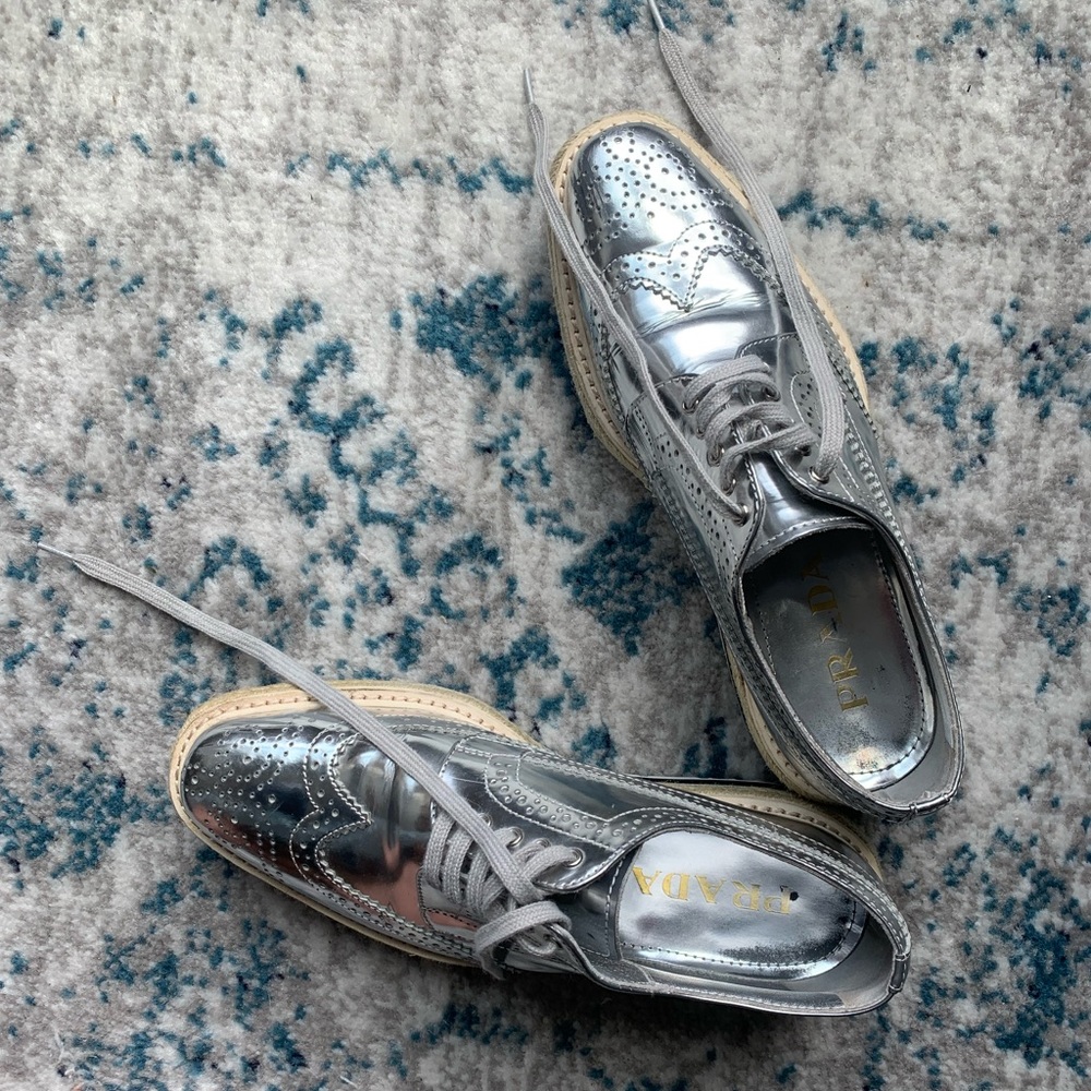 Prada Metallic Brogues